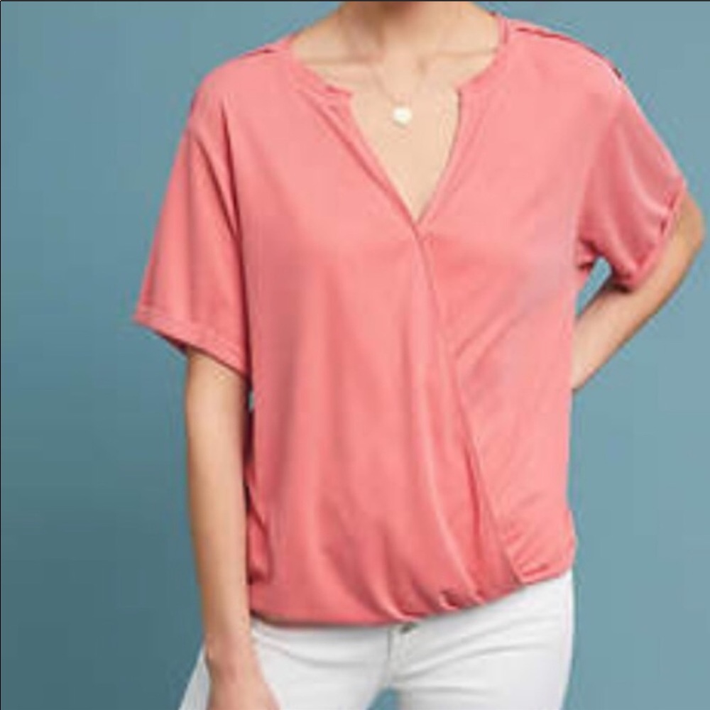 Saturday Sunday cuffed sleeve wrap ribbed blouse
